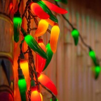 Multicolor Chili Pepper String Lights,13.6Ft Red Green And Yellow Chili Pepper Lights With 35 Mini Warm White Lights Connectable Hot Pepper Lights For Outdoor Kitchen Patio Mexican Fiesta Christmas