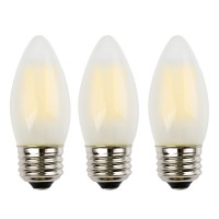 Opalray C35 6W Led Candelabra Bulb, 4000K Neutral White Daylight, 60W Incandescent Equivalent, E26 Medium Base, Dimmable, Frosted Glass Torpedo Tip, 3-Pack