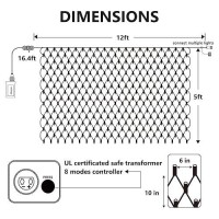 Lomotech Halloween Net Lights Connectable 12Ft X 5Ft 360 Led Orange Net Lights 8 Modes Low Voltage Mesh Lights Outdoor Hallow