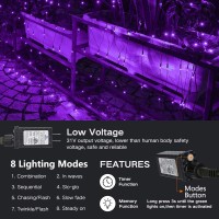 Lomotech Halloween Net Lights Connectable 12Ft X 5Ft 360 Led Purple Net Lights 8 Modes Low Voltage Mesh Lights Outdoor Hallow