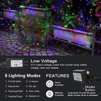 Lomotech 12Ft X 5Ft 360 Led Christmas Net Lights, 8 Modes Waterproof With Timer Low Voltage Connectable Mesh Lights For Trees, Bushes, Shurb, Garden, Outdoor Decoration(Green Wire, Multi-Colored)