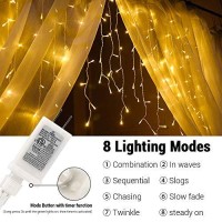 Lomotech Christmas Icicle Lights, 400 Led 80 Drops 39.4Ft 8 Modes Waterproof Christmas Lights Connectable With Timer For Holiday, Wedding Party, Eaves, Christmas Decorations (Warm White)