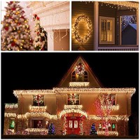 Lomotech Christmas Icicle Lights, 400 Led 80 Drops 39.4Ft 8 Modes Waterproof Christmas Lights Connectable With Timer For Holiday, Wedding Party, Eaves, Christmas Decorations (Warm White)