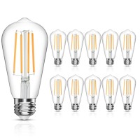 Langree Vintage Led Edison Bulb, 6W, Equivalent 60W, Soft White 2700K, Non-Dimmable Filament Light Bulb, E26 Base, High Cri 95+ Eye Protection Bulb, Clear Glass For Home Bathroom Kitchen, Pack Of 10