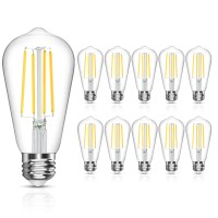 Langree Vintage Led Edison Bulb, 6W, Equivalent 60W, Daylight White 4000K, Non-Dimmable Filament Light Bulb, E26 Base, High Cri 95+ Led Bulb, Clear Glass For Home Kitchen Dining Room, Pack Of 10