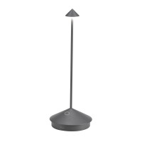 Zafferano Pina Pro Led Table Lamp (Color: Dark Grey) In Aluminum, Ip54 Protection, Indoor/Outdoor Use, Contact Charging Base, H29Cm, Usa Plug