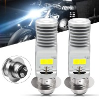 Honleex 2Pcs Ac9-48V P15D H6M Led Motorcycle Headlight Bulbs 1800Lm Super Bright 4Xcob Chips High/Low Beam Led Lamps For Yamaha,Atvs Yfm350 450 400 660 700 Raptor.Xenon White.6500K.