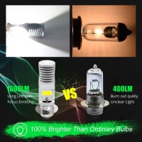 Honleex 2Pcs Ac9-48V P15D H6M Led Motorcycle Headlight Bulbs 1800Lm Super Bright 4Xcob Chips High/Low Beam Led Lamps For Yamaha,Atvs Yfm350 450 400 660 700 Raptor.Xenon White.6500K.