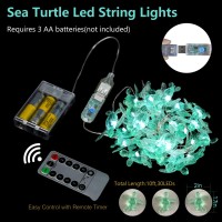 Jashika Beach Theme -Cute Green Sea Turtle String Lights- Ocean Fairy Decorative Lights- 10Ft 30 Leds -Usb Powered -Multi-Function- Remote Control-Christmas -House Party- Bathroom -Baby Shower Decor