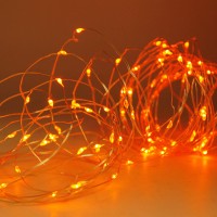 Twinkle Star 2 Pack Orange Halloween Fairy Lights Battery Operated 33 Ft 100 Led String Lights Remote Control Timer Silver Stri