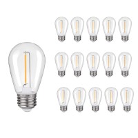 Lihuijiaju S14 Led Edison Bulb,Shatterproof & Waterproof S14 Replacement Led Light Bulbs - 1W Equivalent To 10W, Non-Dimmable 2200K Outdoor String Lights, E26 Base Edison Bulbs (15 Pack)