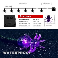 Qunlight Solar String Lights, 2Pack 30 Led 20Ft Purple Spider Lights With 8 Modes Waterproof Fairy Lighting For Halloween Party Decor, House, Garden, Yard Decoration