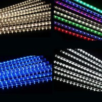 Purtuemy Christmas Lights, Meteor Shower Waterfall Lights 12 Inch 8 Tubes Led Icicle Cascading String Lights For Outdoor Christmas Halloween Holiday Decoration Garden New Year Tree Party , Blue