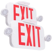 Litpath Led Combo Exit Sign With 2 Adjustable Head Lights And Double Face Back Up Batteries Us Standard Red Letter Emergency