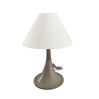 This beautiful piece of table lamp suites well with different types of decor settings due to its simple yet appealing modern design It has a concrete base which provides a sturdy support to the lamp It is incorporated with a white finish lamp shade