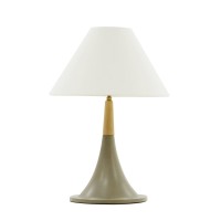 This beautiful piece of table lamp suites well with different types of decor settings due to its simple yet appealing modern design It has a concrete base which provides a sturdy support to the lamp It is incorporated with a white finish lamp shade