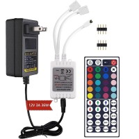 Yiliaw 44 Keys Ir Remote Controller Kit - Includes Wireless Rectifier Control Box And Dc 12V 3A Power Supply Adapter - Replacement Control For Smd 5050 3528 2835 Rgb Led Strip Lights