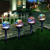 Amwgimi Solar Lights Pathway Outdoor Solar Garde Stake Led Colour Changing Globe Garden Lights Decorative Yard Art Waterproof For Yard Patio Walkway Landscape (4 Pack)