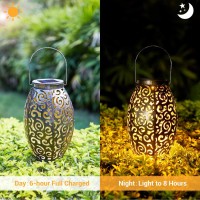 Solar Lanterns Outdoor Waterproof, 2 Pack Solar Garden Lanterns, Led Hanging Lanterns Solar Powered With Handle, Decorative Retro Metal Solar Lights For Table Pathway Patio Walkway, Gardening Gifts