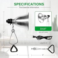 Simple Deluxe 60 Watt Clamp Lamp Light With 55 Inch Aluminum Reflector No Bulb Included 1Pack Silver And Black