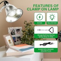 Simple Deluxe 60 Watt Clamp Lamp Light With 55 Inch Aluminum Reflector No Bulb Included 1Pack Silver And Black