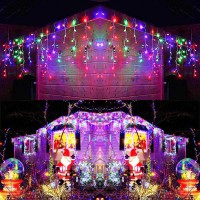 Toodour Icicle Christmas Lights, 432 Led 35.4Ft 8 Modes Icicle String Lights With 72 Drops, Window Curtain Fairy Icicle Lights, Icicle Fairy Twinkle Lights For Christmas, Party, Holiday (Multicolor