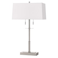 Benjara Metal Table Lamp With Stalk Support And Pull Chain Switch, Silver