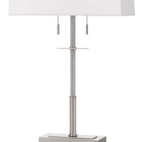 Benjara Metal Table Lamp With Stalk Support And Pull Chain Switch, Silver