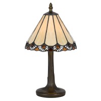 Benjara Tree Like Metal Body Tiffany Table Lamp With Conical Shade,Bronze And Beige