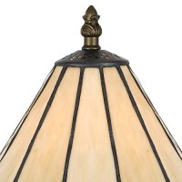 Benjara Tree Like Metal Body Tiffany Table Lamp With Conical Shade,Bronze And Beige