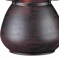 Benjara Pot Bellied Metal Body Table Lamp With Conical Mica Shade, Bronze