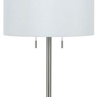 Benjara Metal Body Table Lamp With Fabric Drum Shade And Pull Chain Switch, Silver