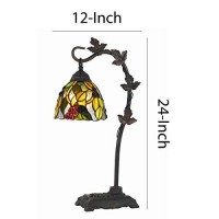 Benjara Hand Painted Table Lamp With Intricate Leaf Design Arched Base, Multicolor