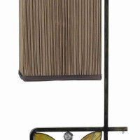 Benjara Metal Body Table Lamp With Butterfly Wing Accents And Pleated Shade, Brown