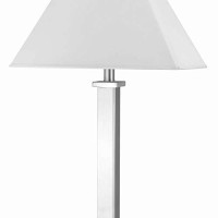 Benjara Bm224678 Trapezoid Shade Table Lamp With Metal Base And 2 Usb Ports, White And Chrome