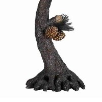 Benjara 3 Way Pinecone Tree Body Resin Table Lamp With Conical Fabric Shade, Gray