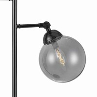 Benjara Industrial Metal Body Table Lamp With Two Glass Ball Shades, Black