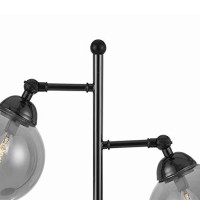 Benjara Industrial Metal Body Table Lamp With Two Glass Ball Shades, Black