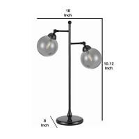 Benjara Industrial Metal Body Table Lamp With Two Glass Ball Shades, Black