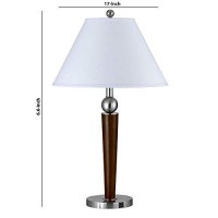 Benjara Bm223697 2 Bulb Wooden Body Table Lamp With Fabric Tapered Shade, White And Brown