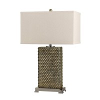 Accessorize your room with the inclusion of this stunning linen fabric square shade Table Lamp It requires a 150Watt bulb for an ample amount of light in the 3 Way intensity control switch that provides warm ambient lighting to the area The studded diamon