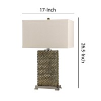 Accessorize your room with the inclusion of this stunning linen fabric square shade Table Lamp It requires a 150Watt bulb for an ample amount of light in the 3 Way intensity control switch that provides warm ambient lighting to the area The studded diamon