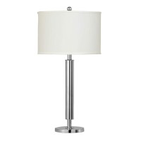 Benjara Metal Table Lamp With Tubular Support And Push Through Switch, Silver