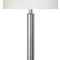 Benjara Metal Table Lamp With Tubular Support And Push Through Switch, Silver