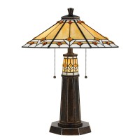 Benjara Bm224738 60 X 2 Watt Tiffany Shade Polyresin Table Lamp, Bronze