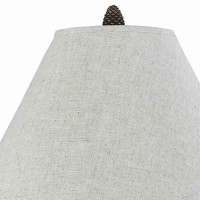 Benjara Bm223610 Pine Twig Accent Metal Body Table Lamp With Conical Shade, Bronze And White