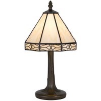 Benjara Tree Like Metal Body Tiffany Table Lamp With Conical Shade,Beige And Bronze