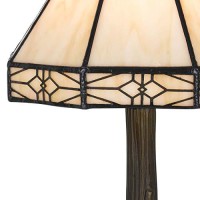 Benjara Tree Like Metal Body Tiffany Table Lamp With Conical Shade,Beige And Bronze