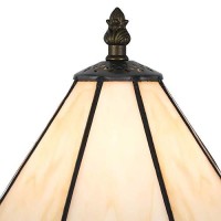 Benjara Tree Like Metal Body Tiffany Table Lamp With Conical Shade,Beige And Bronze