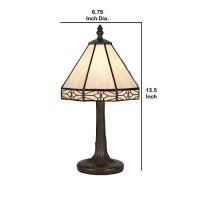 Benjara Tree Like Metal Body Tiffany Table Lamp With Conical Shade,Beige And Bronze